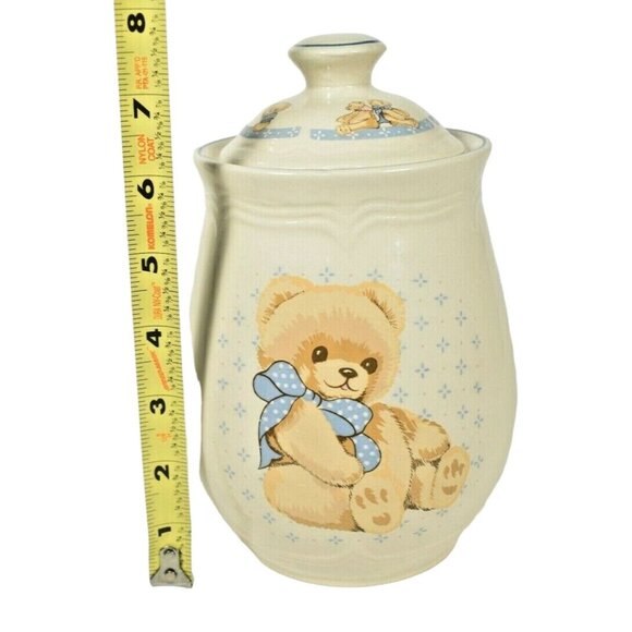 Vintage Tienshan Stoneware Teddy Bear Canister with Lid Kitchenware - Picture 2 of 5
